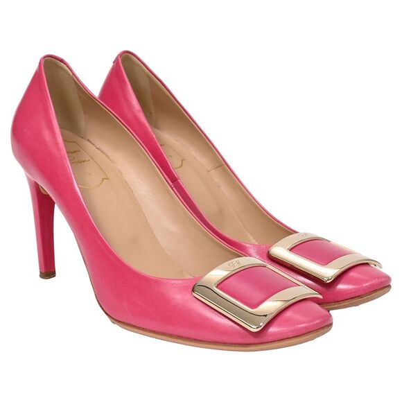 Roger Vivier Trompette Buckle Detail Pumps in Pink Calfskin Leather - Picture 5 of 10